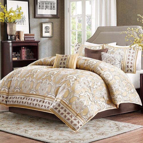 Madison Park Chapman 7 Piece Comforter Set in Gold