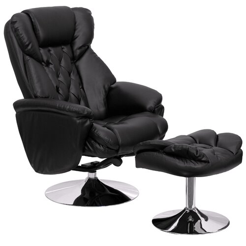 Flash Furniture Transitional Leather Club Recliner and Ottoman