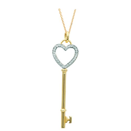 Silver on the Rocks Truly Yours Heart Key Pendant in Yellow Gold and