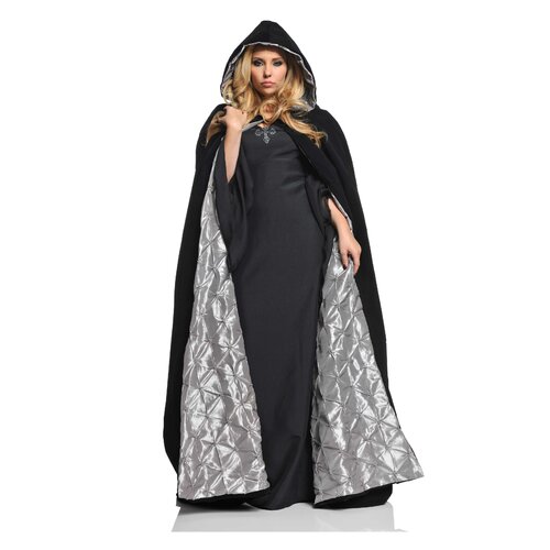 Underwraps Teen 63 Deluxe Velvet and Silver Satin Lining Cape Costume