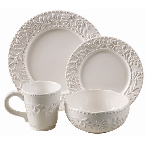 American Atelier Bianca Leaf 16 Piece Dinnerware Set