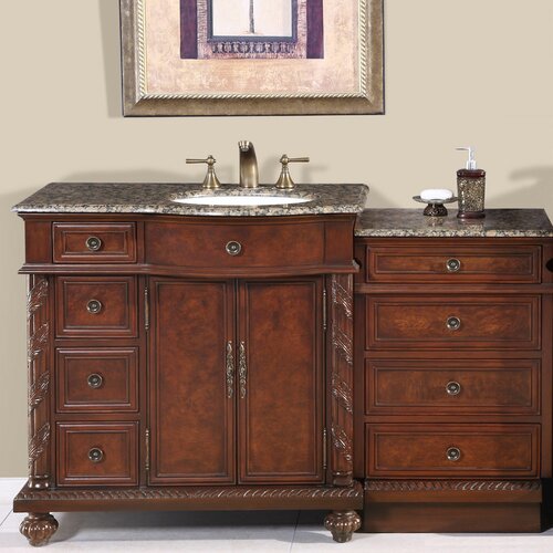 Silkroad Exclusive Victoria 56 Single Sink Bathroom Cabinet Vanity