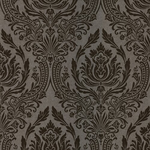 Brewster Home Fashions Savoy Damask Wallpaper in Tonal Black Shiny