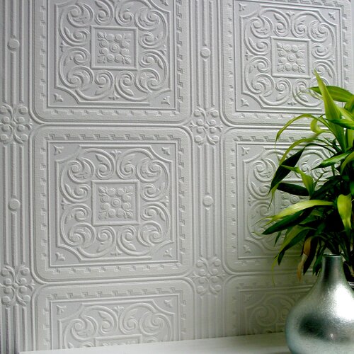 Brewster Home Fashions Anaglypta Paintable Turner Tile Embossed