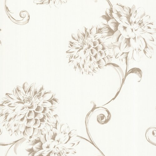 Brewster Home Fashions Zinc Deliah Watercolor Dahlia Floral Wallpaper