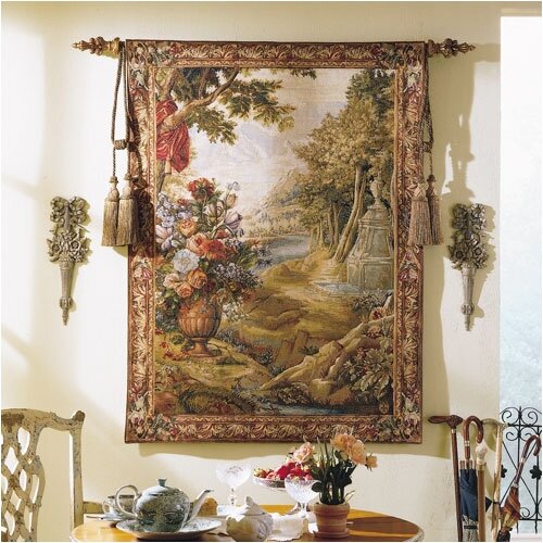 Tapestries, Ltd. European Jacquard woven Bouquet and Fountain Tapestry