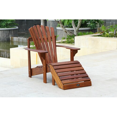 Hyres Country Haven Signature Teak Adirondack Chair and Ottoman