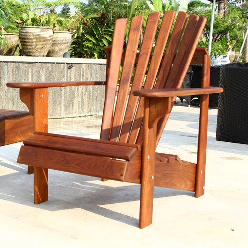 Hyres Country Haven Signature Teak Adirondack Chair and Ottoman