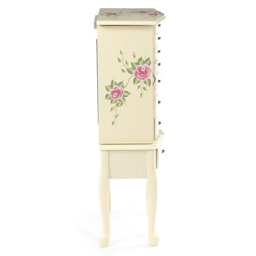 Wildon Home ® Westport Hand Painted Floral Jewelry Armoire with