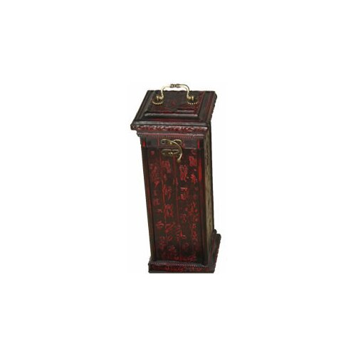 Oriental Furniture Square Calligraphy Wine Box in Black and Red Matte