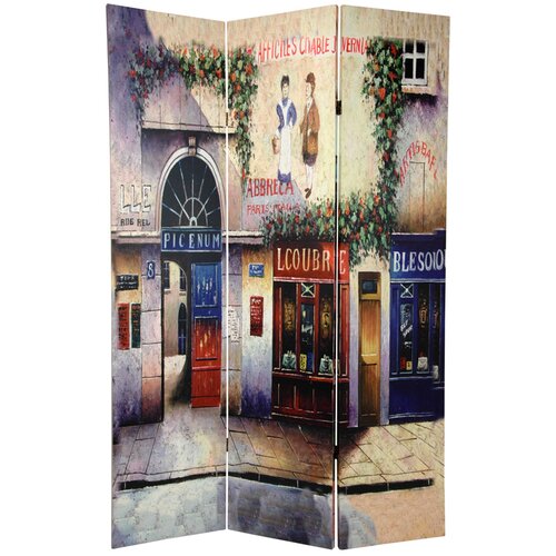 Oriental Furniture 70.88 x 47 Double Sided Parisian Street 3 Panel