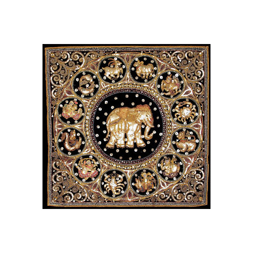 Oriental Furniture Burmese Elephant Horoscope Tapestry Wall Hanging