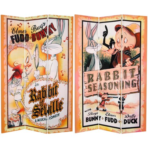 Oriental Furniture 71 Tall Double Sided Bugs Bunny 3 Panel Room