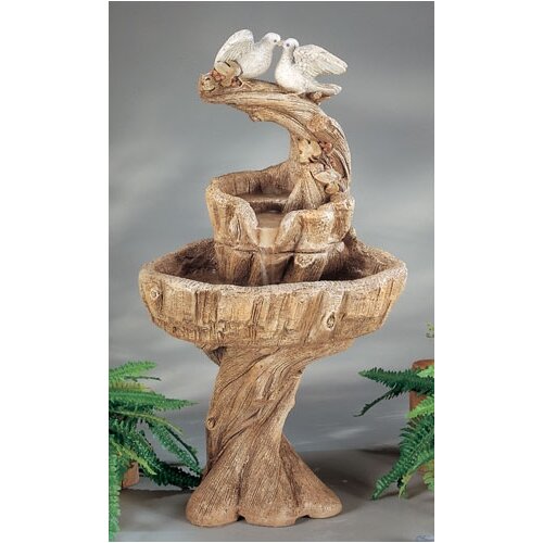 Henri Studio Nature Cast Stone Two Love Birds Fountain