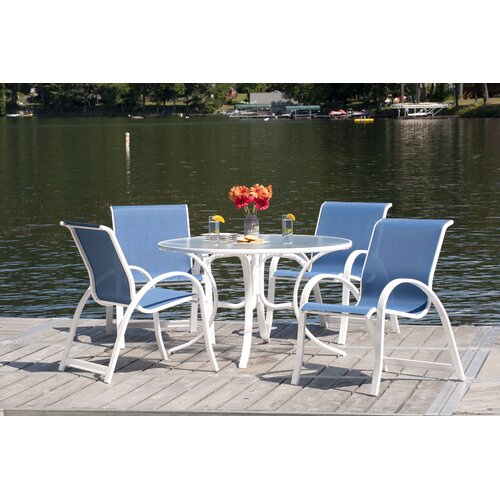 Telescope Casual Quick Ship Aruba II Sling Glass 5 Piece Dining Set