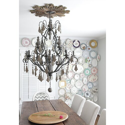 Creative Co Op Chateau Crystal/Wood 38 Light Chandelier