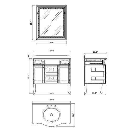 Bellaterra Home Wheeler Solid Wood Framed Mirror