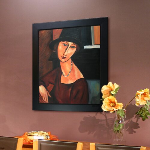 Tori Home Jeanne Hebuterne with Hat and Necklace by Modigliani Framed