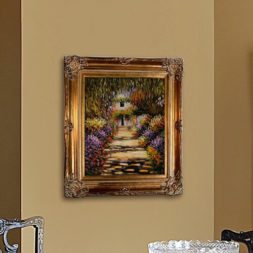 Tori Home Garden Path at Giverny by Monet Framed Original Painting