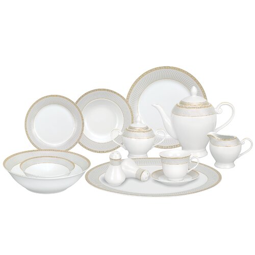 Lorren Home Trends Alina 57 Piece Porcelain Dinnerware Set