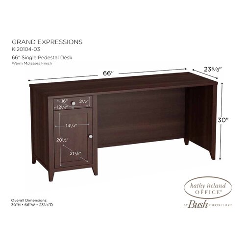 ireland by Bush Grand Expressions 66 Single Pedestal Computer Desk