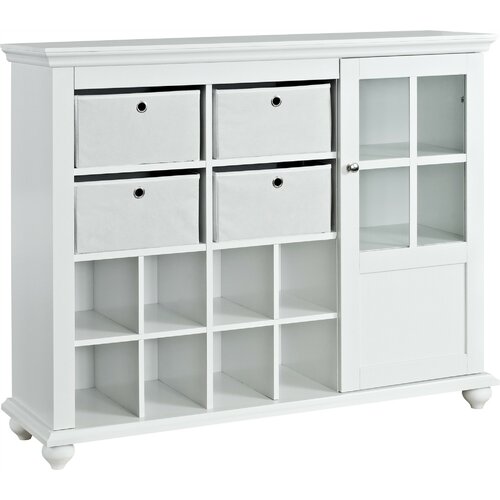 Altra Furniture Reese Park Storage Cabinet with 4 Fabric Bins Glass