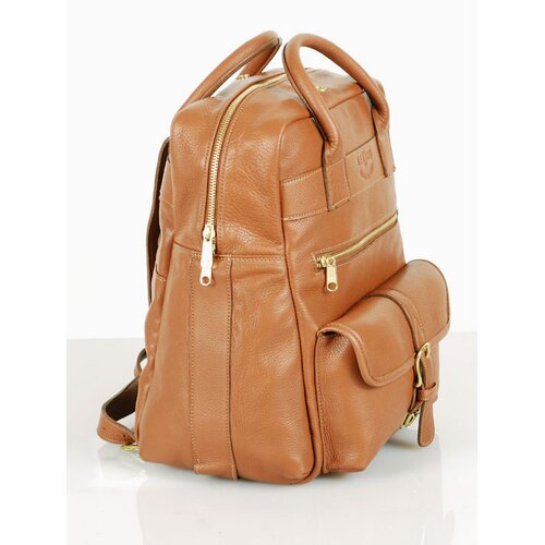 Aston Leather Top Zipper Backpack with Front Pocket