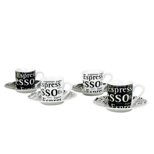 DeaGourmet Trame Espresso Cup and Saucer (Set of 8)