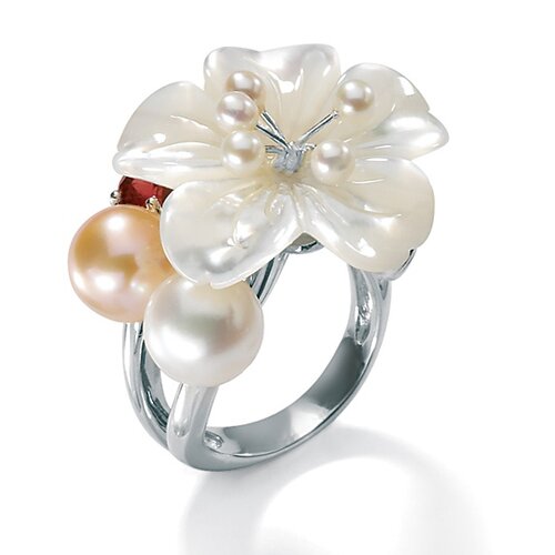 Palm Beach Jewelry Sterling Silver Mother Of Pearl Flower Ring