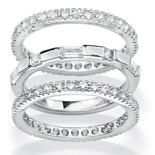 Palm Beach Jewelry Cubic Zirconia Eternity Bands (Set of 3)