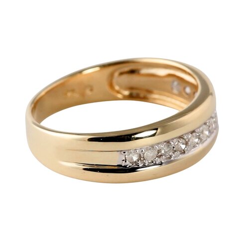 Palm Beach Jewelry Men's 10k Gold Round Diamond Wedding Band Ring ...