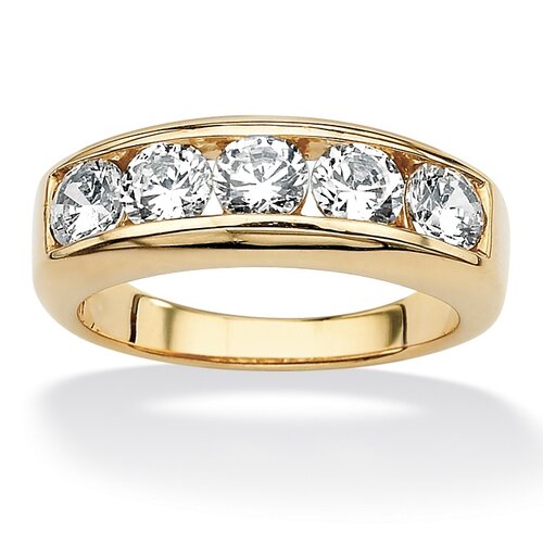 Palm Beach Jewelry Mens 18k Gold Over Silver Round Cut Cubic Zirconia