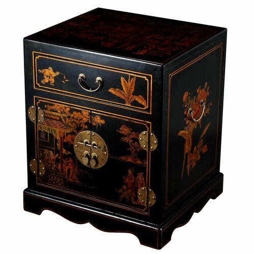 EXP Décor Handmade Leather Mandarin End Table/Nightstand