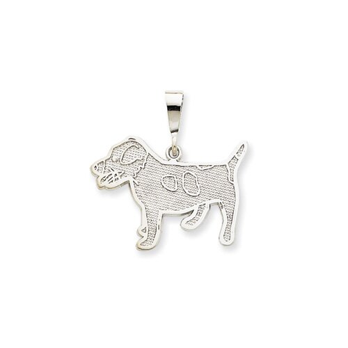 Jewelryweb 14k White Gold Jack Russell Terrier Pendant