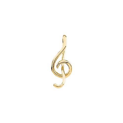 Jewelryweb 14k Yellow Gold Music Symbol Pendant21x9mm