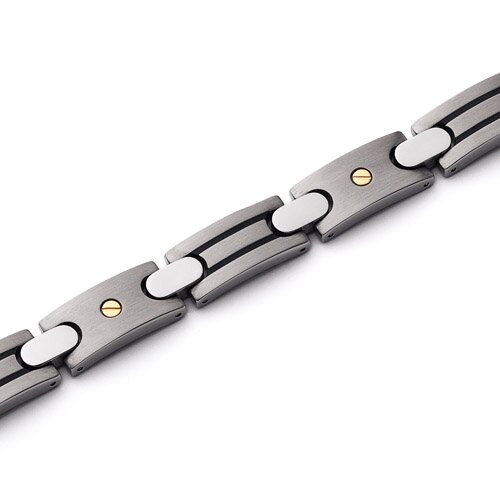 Oravo Mens Titanium Gold Riveted Italian Style Bracelet