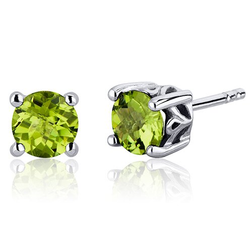 Oravo Scroll Design 1.50 Carats Peridot Round Cut Stud Earrings in