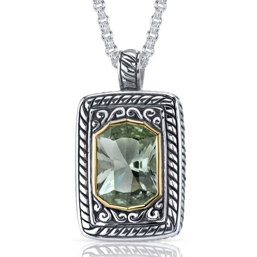 Oravo Baroness Cut 5.50 Carats Green Amethyst Locket Style Pendant in