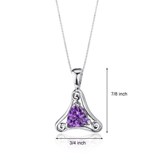 Oravo Stimulating Swirl 1.50 Carats Trillion Cut Amethyst Pendant in