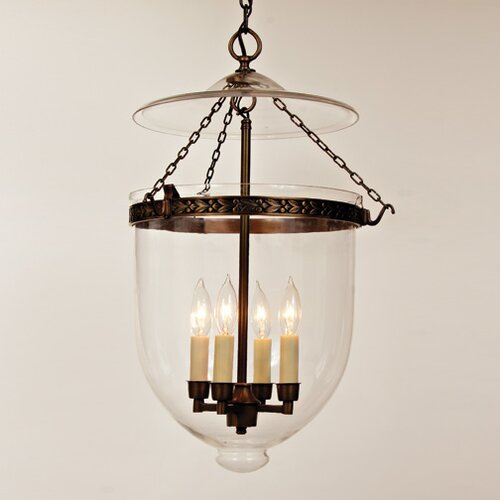 JVI Designs 4 Light Extra Large Bell Jar Foyer Pendant