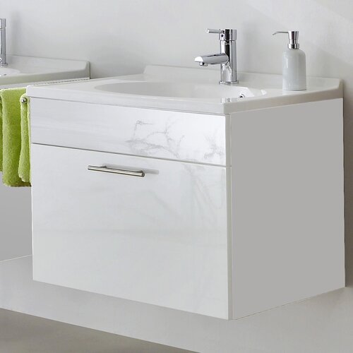 Montreal 70cm Wash Basin Base Cabinet in High Gloss Walnut and White ...