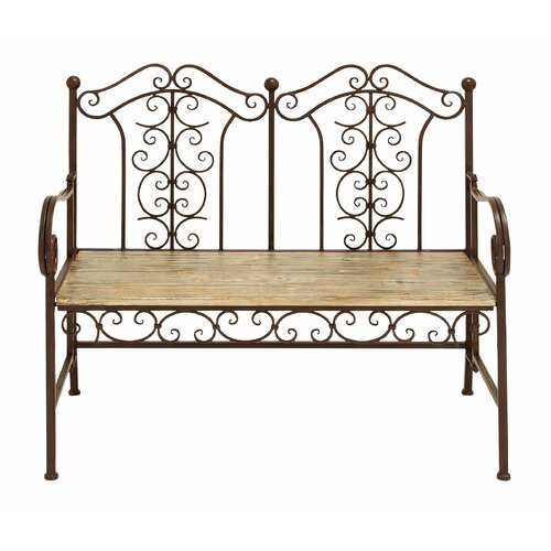 Woodland Imports Wood and Metal Garden Bench