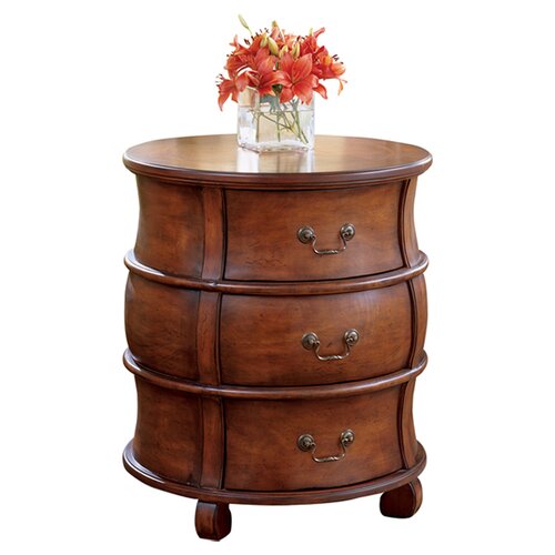 Butler Plantation Cherry Three Drawer Barrel End Table