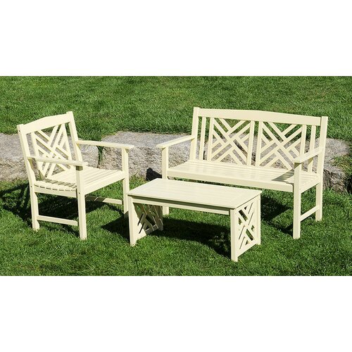 ACHLA Fretwork Entryway Wood Garden Bench