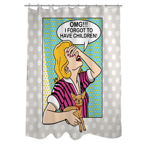 OneBellaCasa Doggy Decor Forgot Children Polyester Shower Curtain