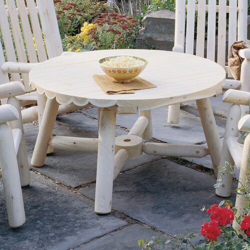 Rustic Cedar Round Umbrella Dining Table