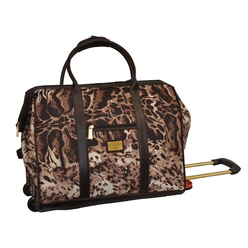 Adrienne Vittadini Animal Print 22 2 Wheeled Rolling Duffel