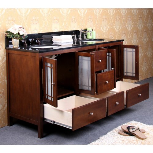 Legion Furniture 60 Double Bathroom Vanity Set in Dark Walnut