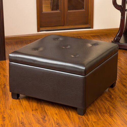 Home Loft Concept Stephon Tufted Leather Storage Ottoman