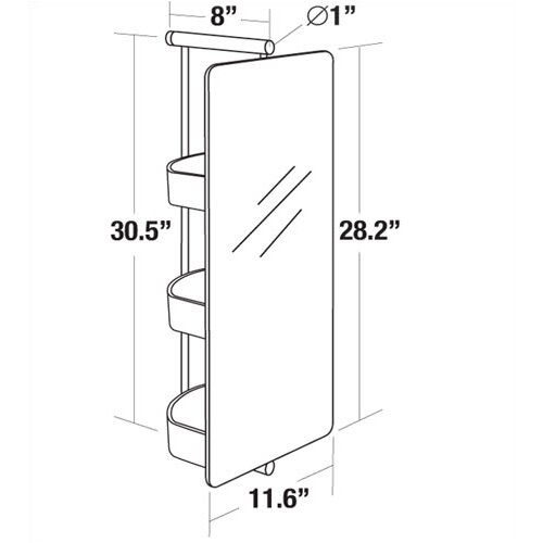 Empire Industries Waldorf Swivel Mirror with Shelves